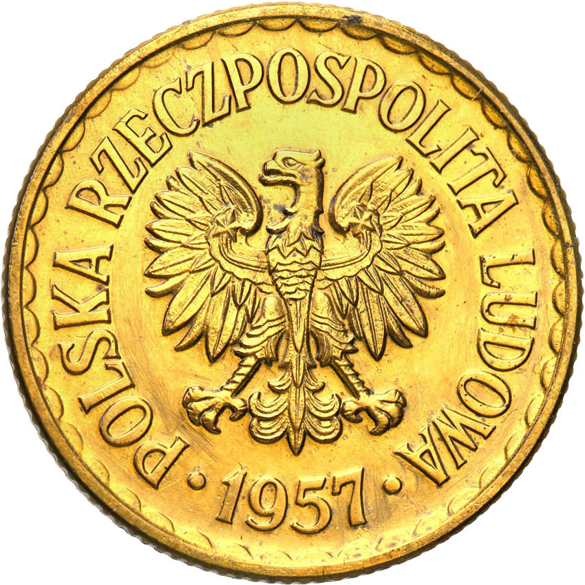 PRL. PRÓBA mosiądz 1 złoty 1957 nominał